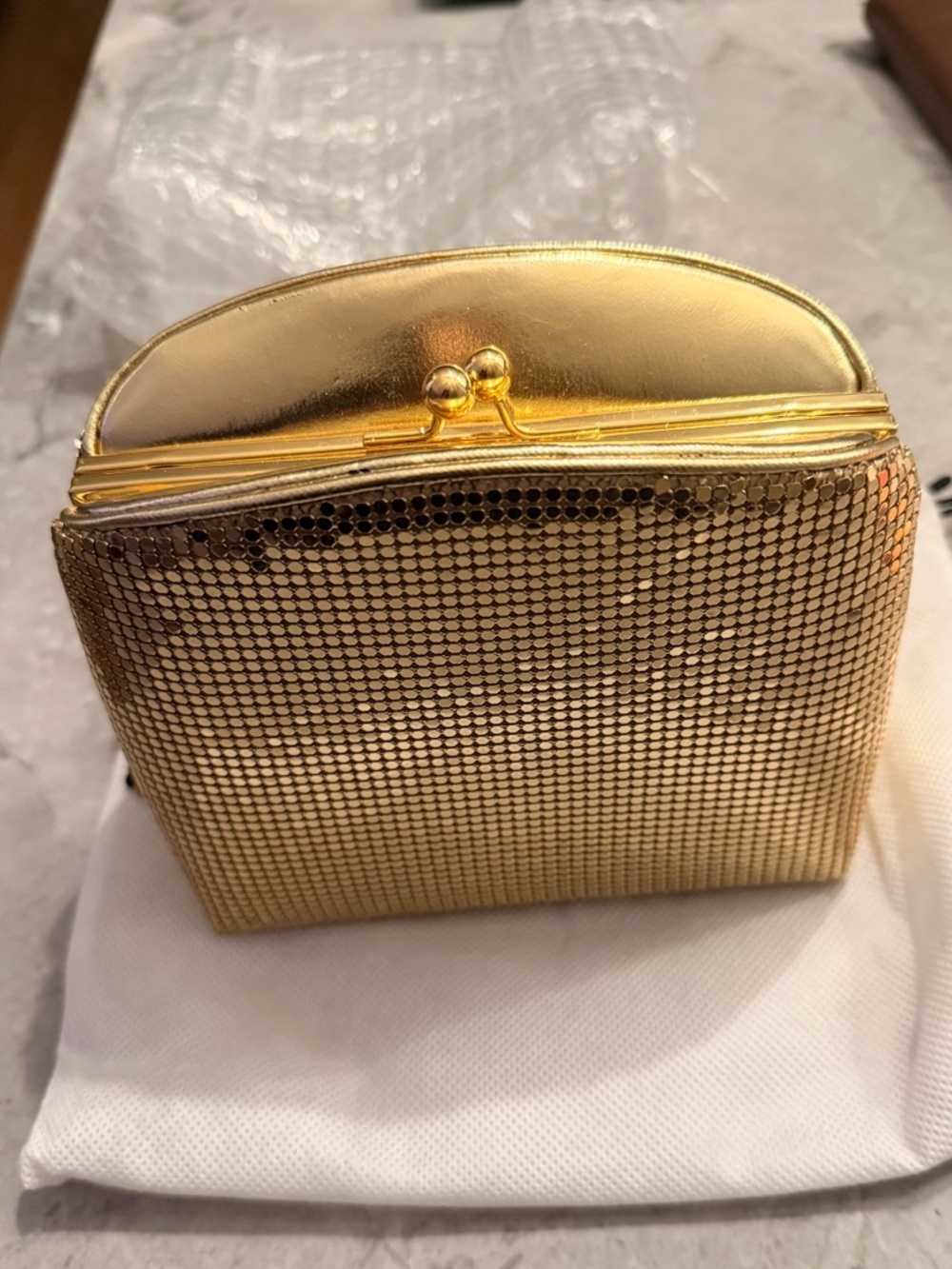 Whiting & Davis VINTAGE- Gold Mesh Evening Bag with Chain- NO missing sequins